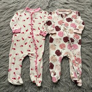 Milkberry Baby Bamboo Sleeper Bundle Cherries Apples Ruffles Baby Girl 3-6 Month